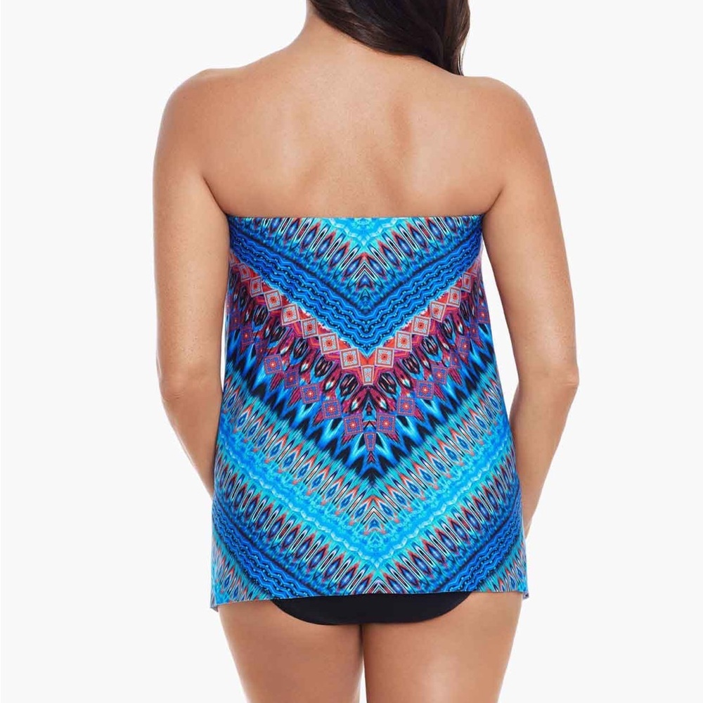 Miraclesuit Blue Multicolor Strapless Swim Tankini Coverup casablanka size 8 new - Picture 2 of 7